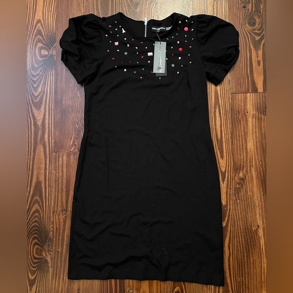KARL LAGERFELD Embellished Black Shift Dress Stretchy NWT - Picture 4 of 10